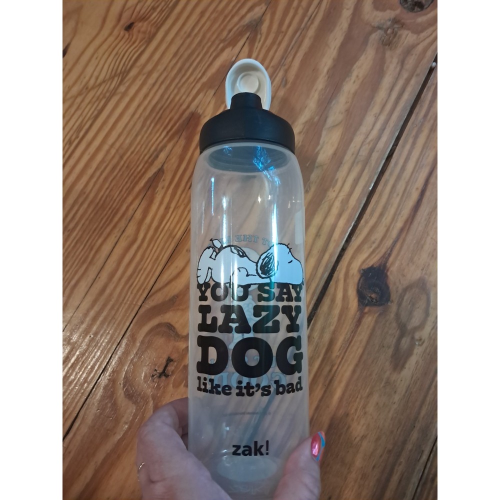 zak! Peanuts Snoopy Charlie Brown Water Bottle 25 oz Flip Lock Black White j20